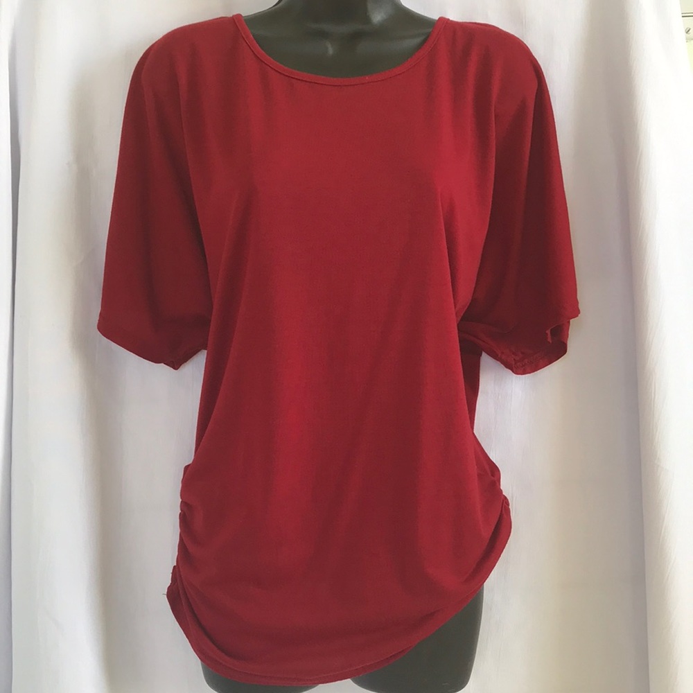 Red Cold Shoulder Top - Picture 2 of 3